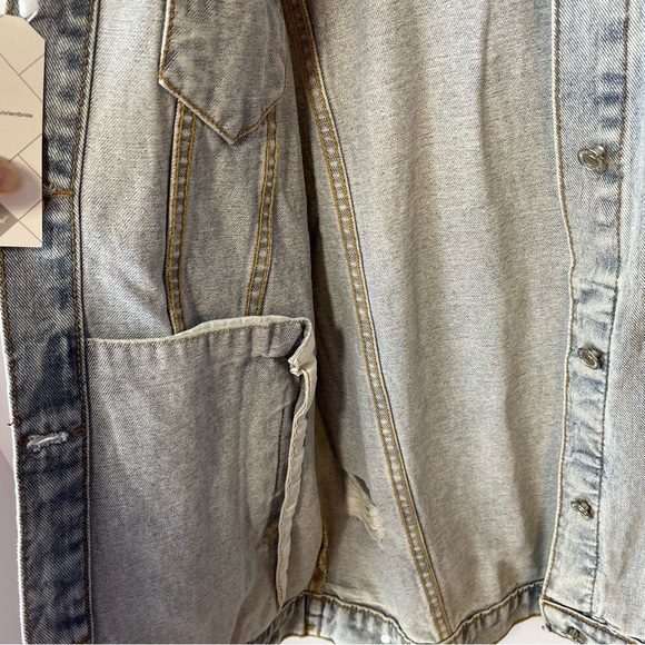 JudyBridal Oversized Women’s Denim Ripped Boyfriend Jean Jacket Long Sleeve Sz M - Picture 13 of 15